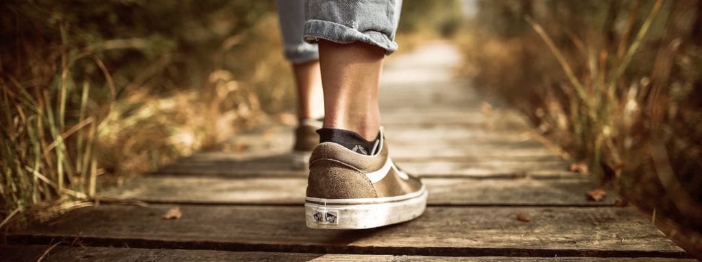 Man walking on pathway